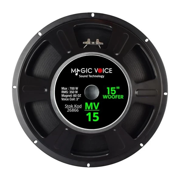 Magicvoice MV-15 Maks. 700 Watt / Rms 350 Watt 15” Siyah 38 Cm Woofer Yedek Hoparlör - Resim 2