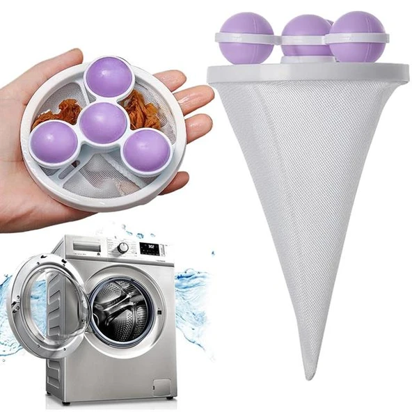 Sunup SN-26621 Çok Fonksiyonlu Çamaşır Makinesi İçin Yıkanabilir Mor Toz Tüy Toplayıcı - Resim 4