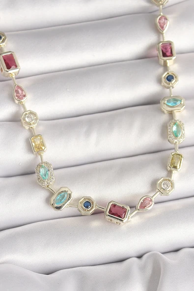 HEYF Pirinç Gold Renk Zirkon Taşlı VIP Seri Kadın Kolye ürün görseli 1