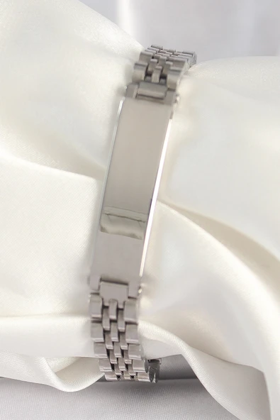 HEYF 316L Çelik Gümüş Renk Zincir Künye Model Erkek Bileklik ürün görseli 1