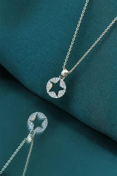 HEYF Yıldız Tasarım Gold Renk Kadın Kolye ürün görseli 1