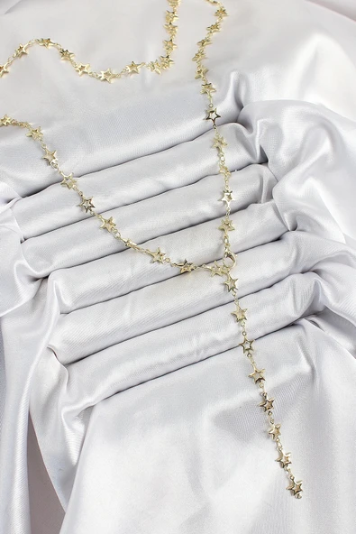 HEYF Pirinç Gold Renk Yıldızlı Kadın Y Kolye ürün görseli 1