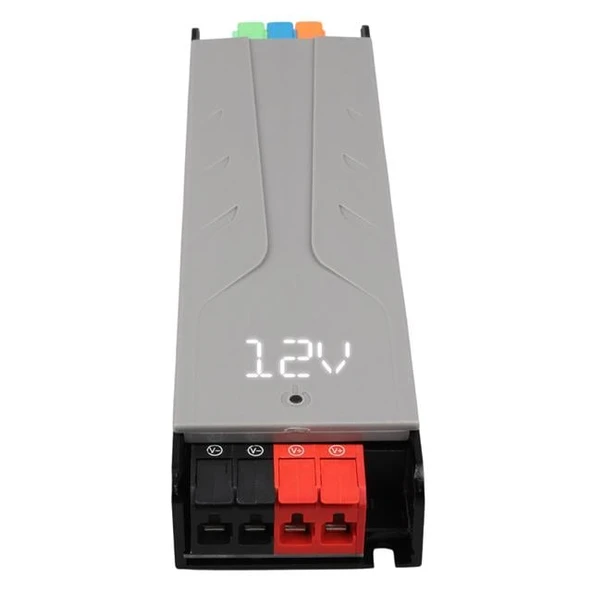 PowerMaster PM-26844 12/24/36/48 Volt 8.4 Amper 200 Watt Metal Kasa Kademeli Adaptör Voltaj Göstergeli 189x51x27mm - Resim 3