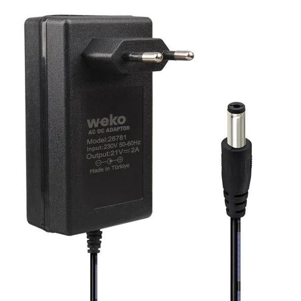 Weko 21 Volt - 2 Amper 5.5*2.5 Mm Uçlu Kırmızı Yeşil Ledli Priz Tipi Şarjlı Matkap Adaptörü - Resim 2