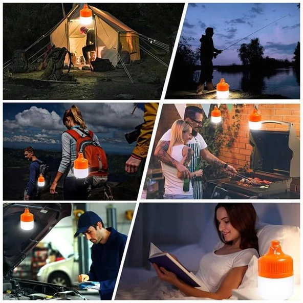 Ledx LN-OR30G 30 Watt TYPE-C Şarjlı Taşınabilir Asma Kancalı Kamp Çadır Lambası 6500K 1200mAh 3 Modlu ABS Malzeme - Resim 4