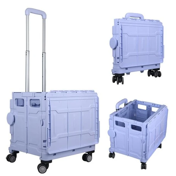 Sunup SN-26967 Katlanabilir Market Pazar Kamp Tekerlekli Alışveriş Arabası 60KG Kapasiteli ürün görseli 1