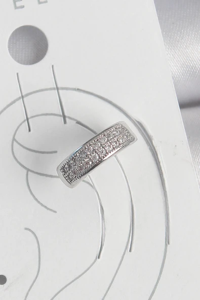 HEYF Pirinç Gümüş Renk Zirkon Taşlı Kıkırdak Model Kadın Küpe ürün görseli 1