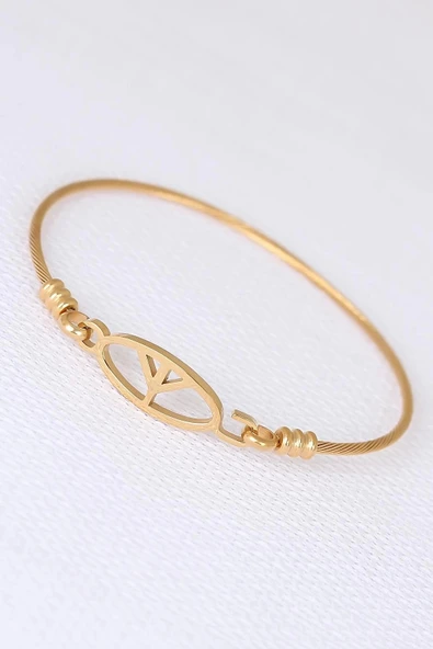 HEYF Gold Metal Çelik Figürlü Erkek Kelepçe Bileklik ürün görseli 1