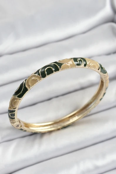 HEYF Mineli Pirinç Siyah ve Kahverengi Motifli Kadın Kelepçe ürün görseli 1