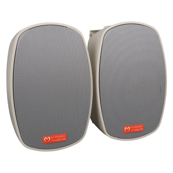 MagicVoice MV-22 12 CM 40 Watt Komütatörlü Hat Trafolu Krem Beyaz Sütun Hoparlör (2'li Takım) - 2