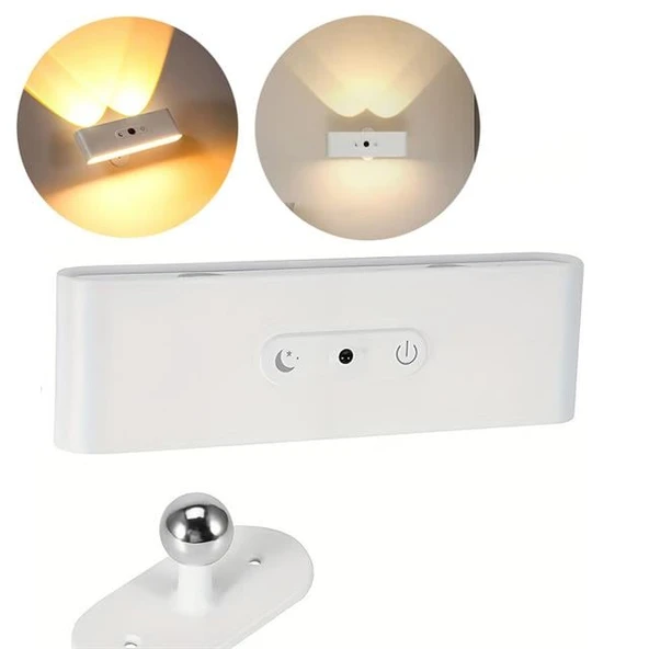 Ledx SK-BD188F Çift Yönlü Hareket Sensörlü Dekoratif Şarjlı Duvar Aplik 2 Mercekli 15 Smd Ledli 3000K-4000K-6500K ürün görseli 1