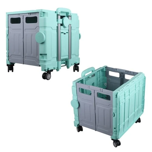 Sunup SN-26968 Katlanabilir Market Pazar Kamp Tekerlekli Alışveriş Arabası 60KG Kapasiteli - Resim 2