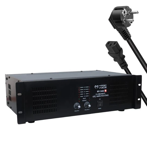 Magicvoice MV-2400 2x400 Watt 4-8 Ohm -100 V 19 Rack Hat Trafolu Power Anfi ürün görseli