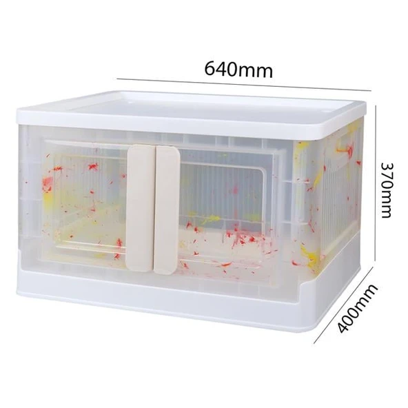 Sunup SN-25883 72L Katlanabilir Plastik Saklama Kutusu Renkli Kapaklı Tekerlekli 40x64x37cm - Resim 3