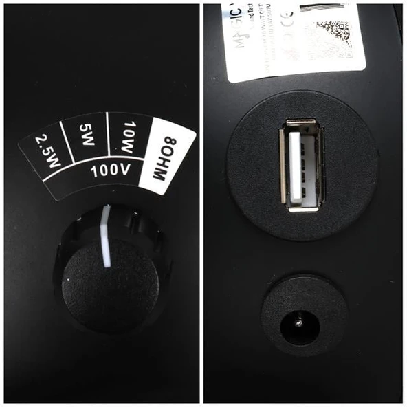 MagicVoice MV-13 7.5 CM 20 Watt Komütatörlü Hat Trafolu Siyah Sütun Sarkık Hoparlör (2'li Takım) - 4