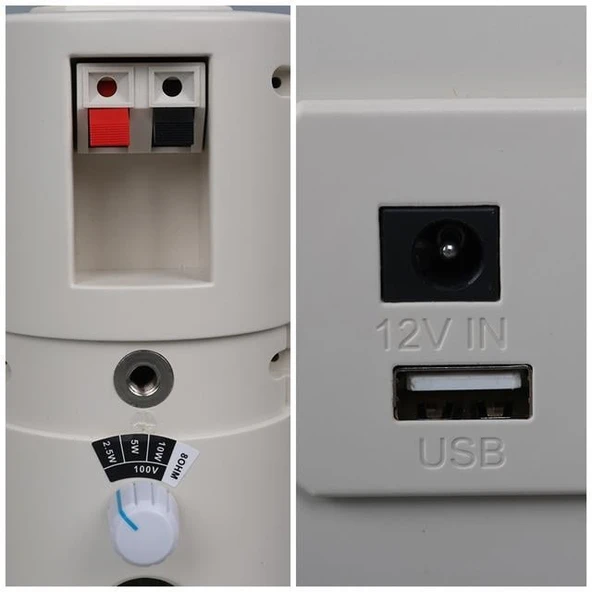 MagicVoice MV-16 7.5 CM 30 Watt Komütatörlü Hat Trafolu Beyaz Sütun Hoparlör (2'li Takım) - 4