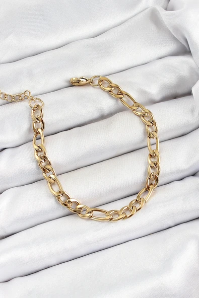 HEYF 316L Çelik Gold Renk Zincir Erkek Bileklik ürün görseli 1