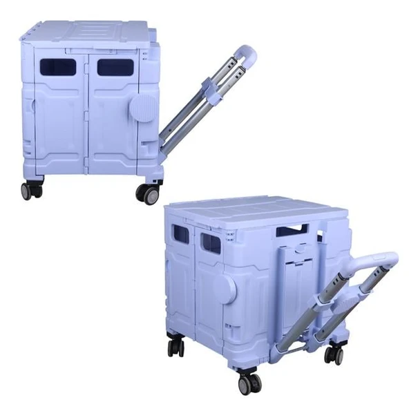 Sunup SN-26967 Katlanabilir Market Pazar Kamp Tekerlekli Alışveriş Arabası 60KG Kapasiteli - Resim 3