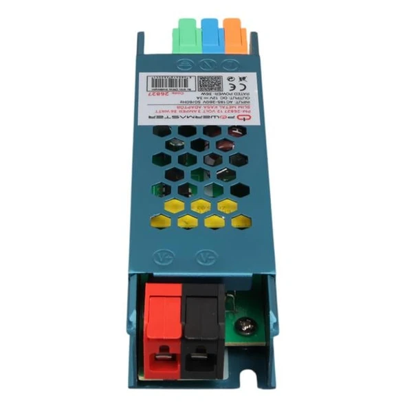 PowerMaster PM-26827 12 Volt 3 Amper 36 Watt Slim Metal Kasa Adaptör 116x35x23mm - Resim 3