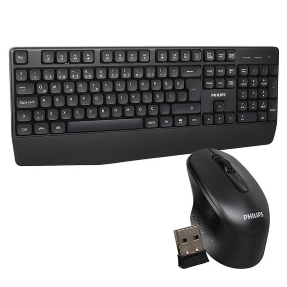 Philips SPT6348B USB Kablosuz Ofis Tipi Siyah Numpadli Türkçe Q Klavye Mouse Seti ürün görseli 1