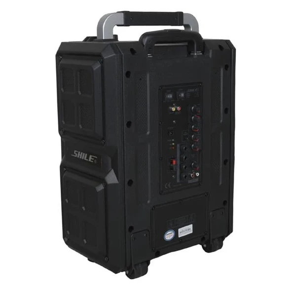 Shile SL-2017 50 Watt Taşınabilir Seyyar Aktif Amfi Hoparlör Kablosuz EL + Yaka Mikrofonlu USB+SD+BT Kumandalı - Resim 5