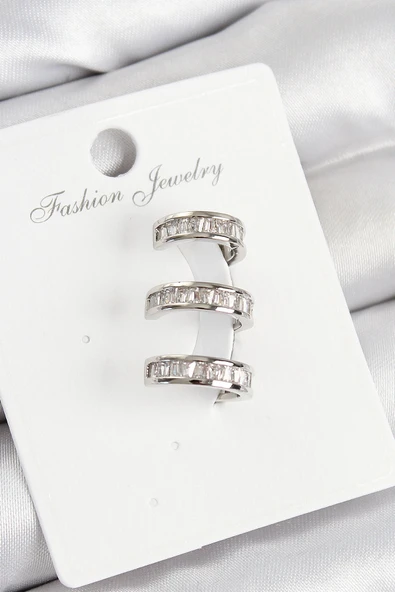 HEYF Pirinç Su Yolu Model Gümüş Renk Sağ Kıkırdak Küpe ürün görseli 1