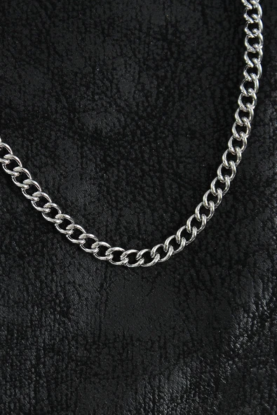 HEYF 316L Çelik Klasik Oval Zincir Model Gümüş Renk Erkek Kolye - Resim 2