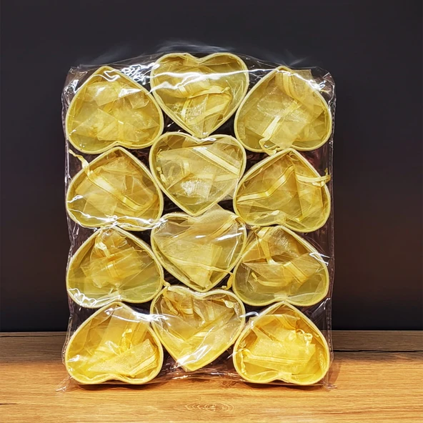 Sarı Kalpli Tül Kese ürün görseli