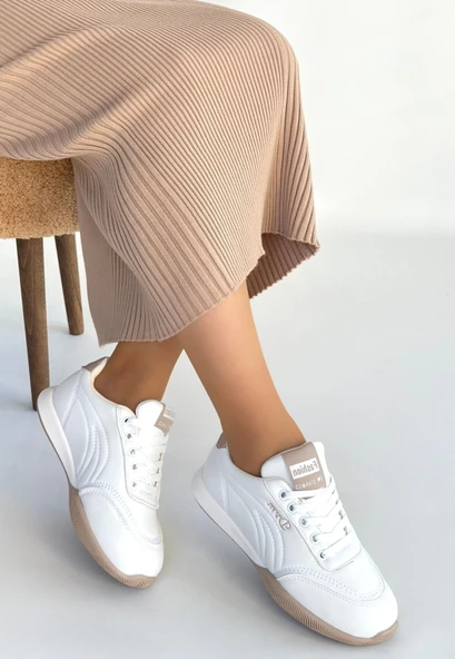 Tawen Beyaz Cilt Bağcıklı Spor Ayakkabı - Resim 2