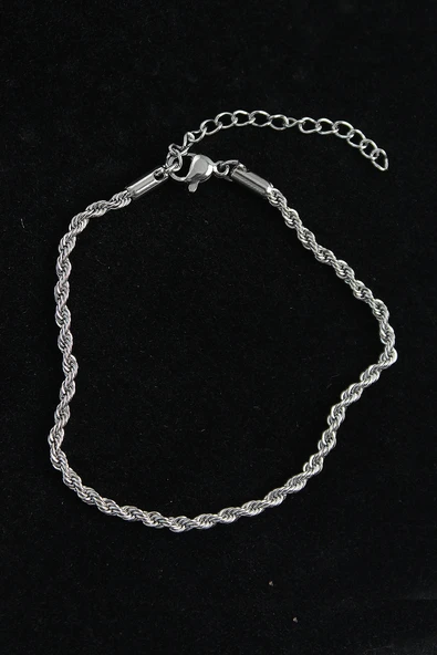 HEYF 316L Çelik Burgu Model Gümüş Renk Erkek Bileklik ürün görseli 1