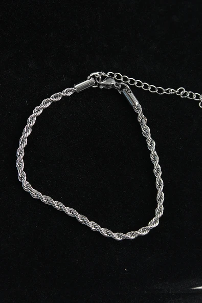 HEYF 316L Çelik Halat Model Gümüş Renk Erkek Bileklik ürün görseli 1