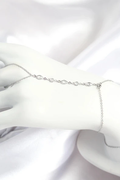 HEYF Pirinç Zirkon Taşlı Y Model Gümüş Renk Kadın Şahmeran ürün görseli