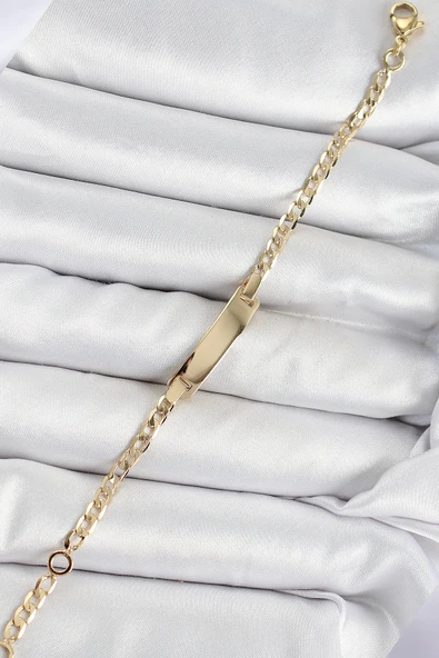 HEYF Pirinç Dikdörtgen Model Gold Renk Xuping Bebek Künyesi - Resim 2