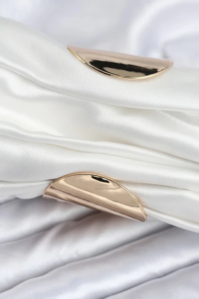 HEYF Pirinç Gold Renk Kıvrımlı Yarım Kelepçe Bileklik - Resim 2