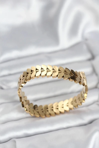 HEYF 316L Çelik Başak Model Kadın Kelepçe Bileklik ürün görseli 1