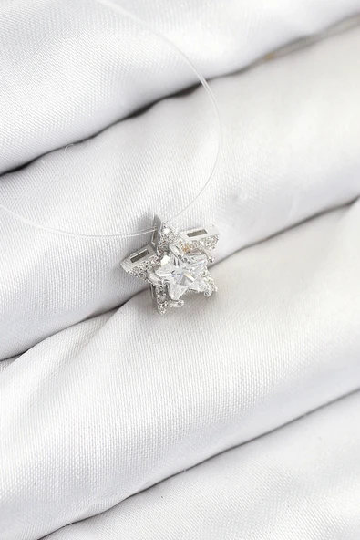 HEYF Misineli Yıldız Model Gümüş Renk Hayalet Kolye ürün görseli 1