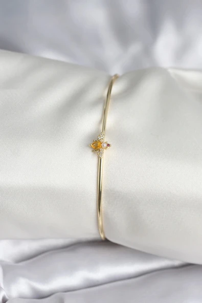 HEYF Sinek Figürlü Gold Renk Pirinç Kadın Bileklik ürün görseli 1