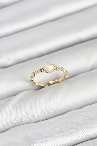HEYF Pirinç Gold Renk Kalpli Model Kadın Yüzük ürün görseli 1