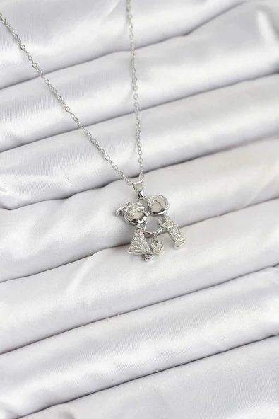 HEYF 316L Çelik Zincir Gümüş Renk Erkek Kız Model Kadın Kolye ürün görseli 1