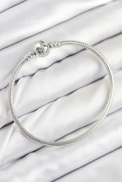 HEYF Pirinç Charm Topcuk Model Gümüş Renk Kadın Bileklik ürün görseli 1