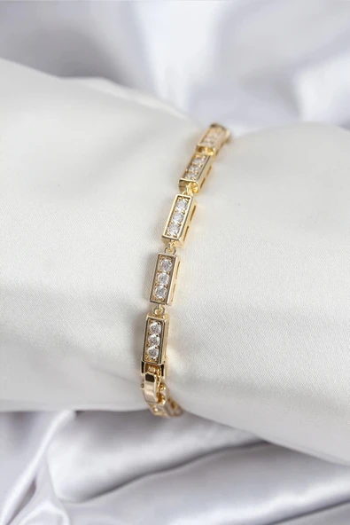 HEYF Pirinç VIP Seri Gold Renk Parçalı Model Kadın Bileklik ürün görseli 1