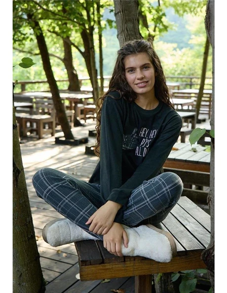 Aydoğan Kadın Bisiklet Yaka TERMAL Pijama Takımı 30054S- 1 Adet  XL Siyah ürün görseli 1