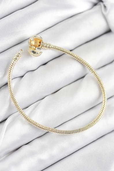 HEYF Pirinç Charm Topcuk Model Gold Renk Kadın Bileklik - Resim 2