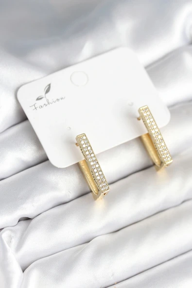 HEYF Kare Zirkon Taşlı Kadın Küpe ürün görseli 1