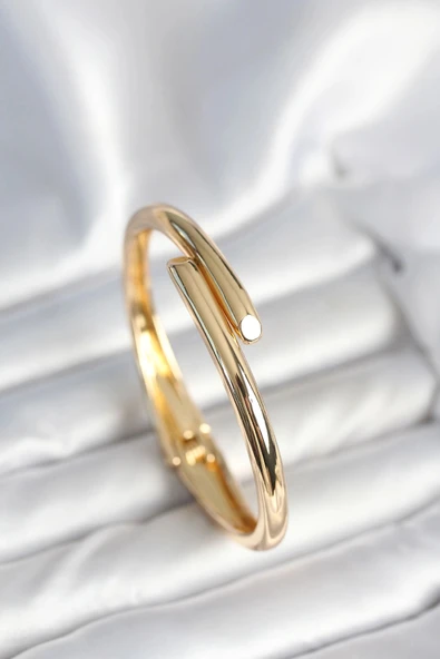 HEYF Pirinç Gold Renk Kadın Kelepçe Bileklik ürün görseli 1