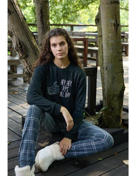 Aydoğan Kadın Bisiklet Yaka TERMAL Pijama Takımı 30054S- 1 Adet  Siyah L - Resim 2