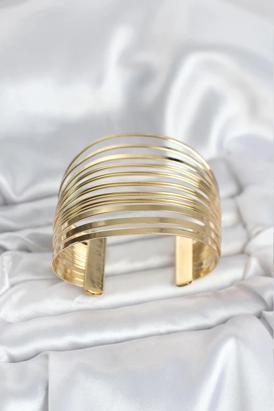 HEYF Gold Renk Pirinç Kaburga Model Kadın Bileklik ürün görseli 1