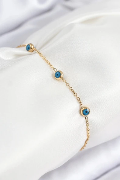 HEYF 316L Çelik Nazar Boncuğu Model Gold Renk Kadın Bileklik ürün görseli 1