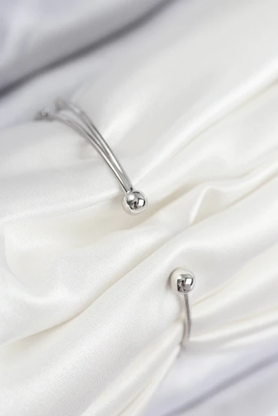 HEYF Pirinç Zirkon Taşlı Kalp Model Gümüş Renk Kadın Bileklik - Resim 2