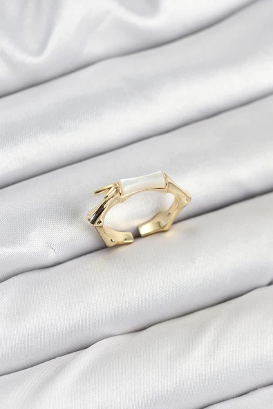 HEYF Pirinç Gold Renk Kemik Model Kadın Yüzük ürün görseli 1